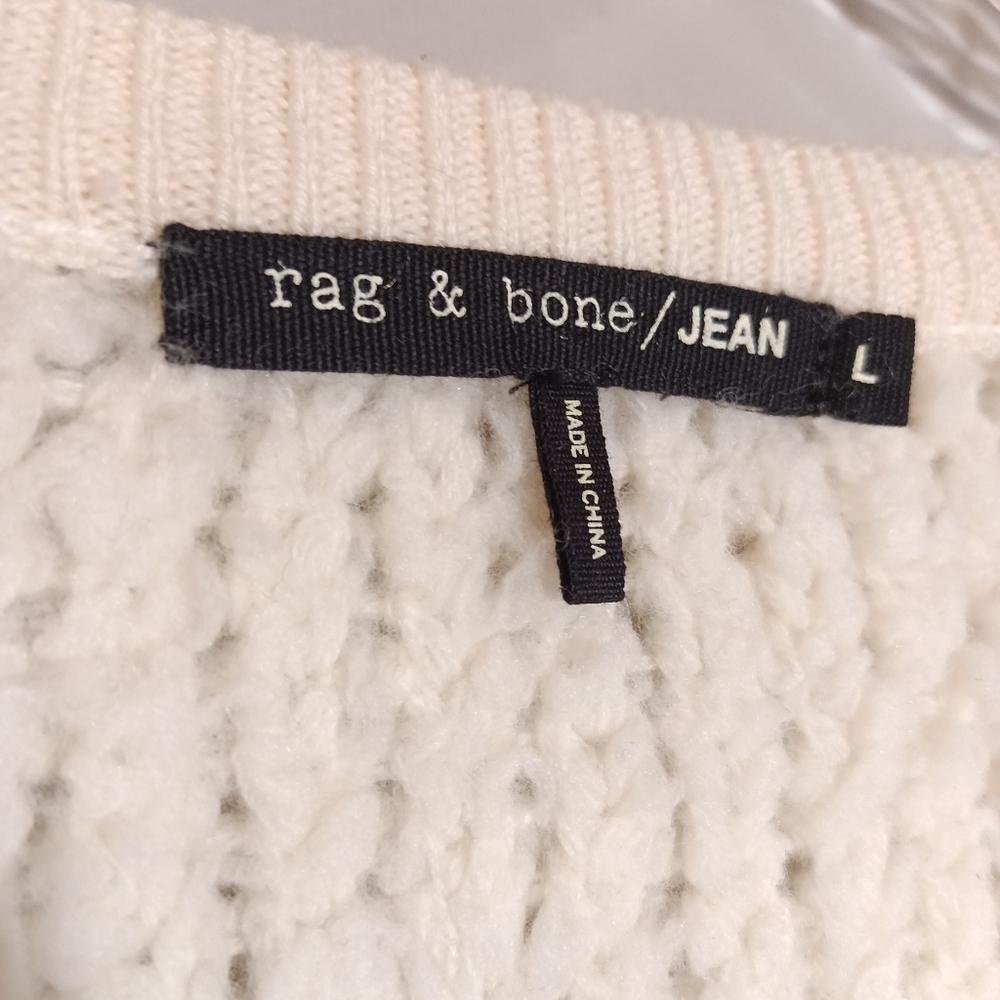 Rag & Bone Jeans Corinne Sherpa Sweater in Ivory Size L - Picture 3 of 5